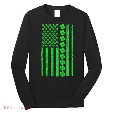 American Irish Clover Vintage Flag Long Sleeve Shirt
