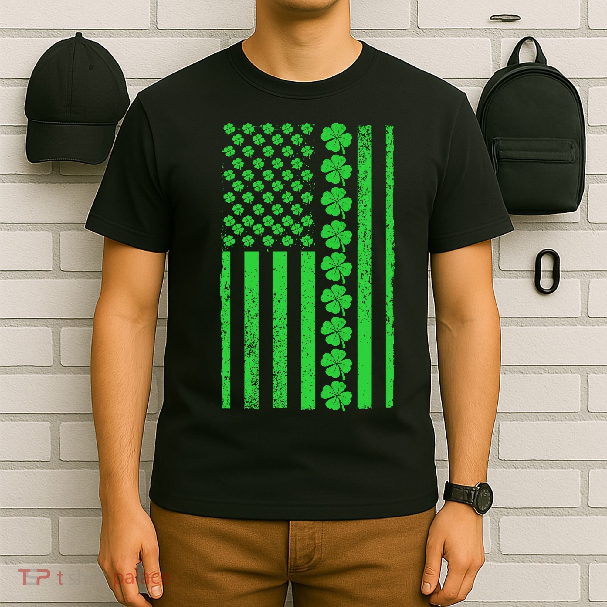 American Irish Clover Vintage Flag T-Shirt