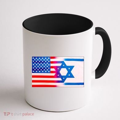 American Israel Flag Coffee Mug back