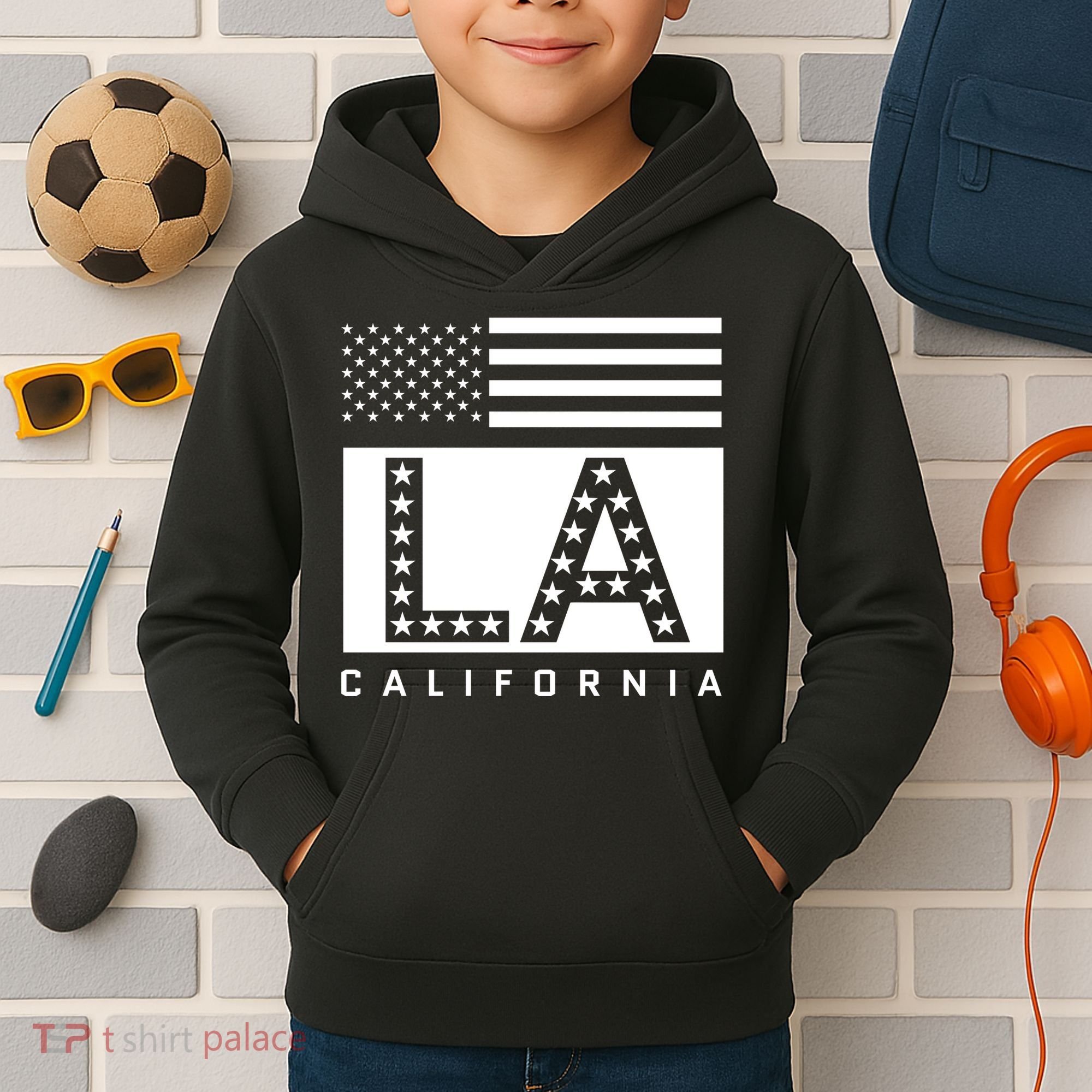 American LA California State Flag Kids Hoodie