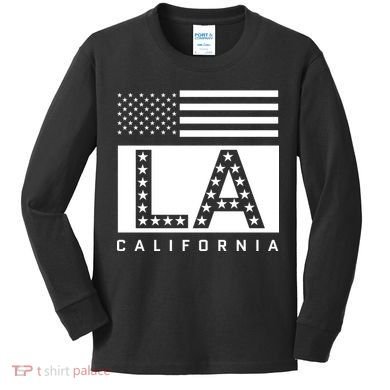American LA California State Flag Kids Long Sleeve Shirt