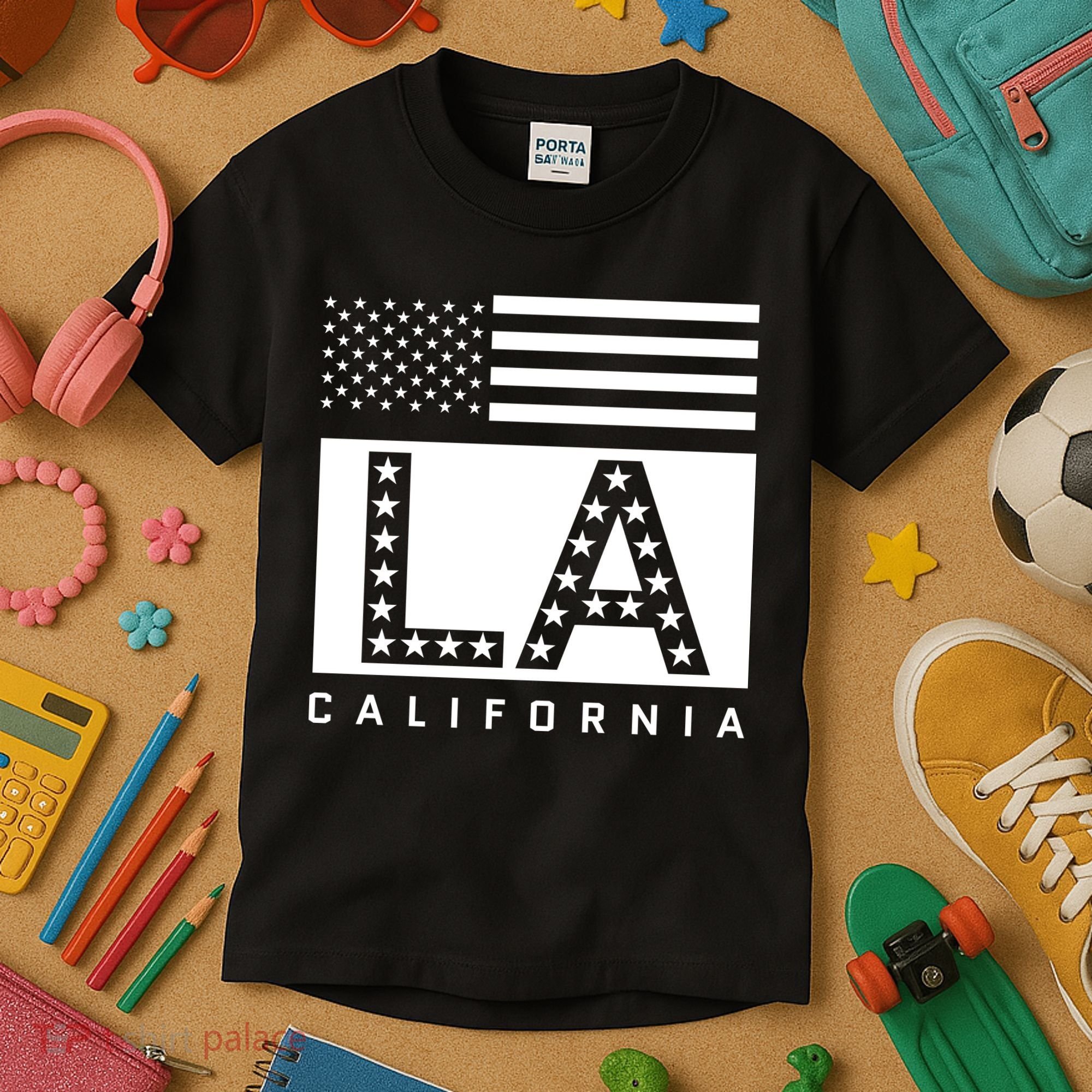 American LA California State Flag Kids T-Shirt