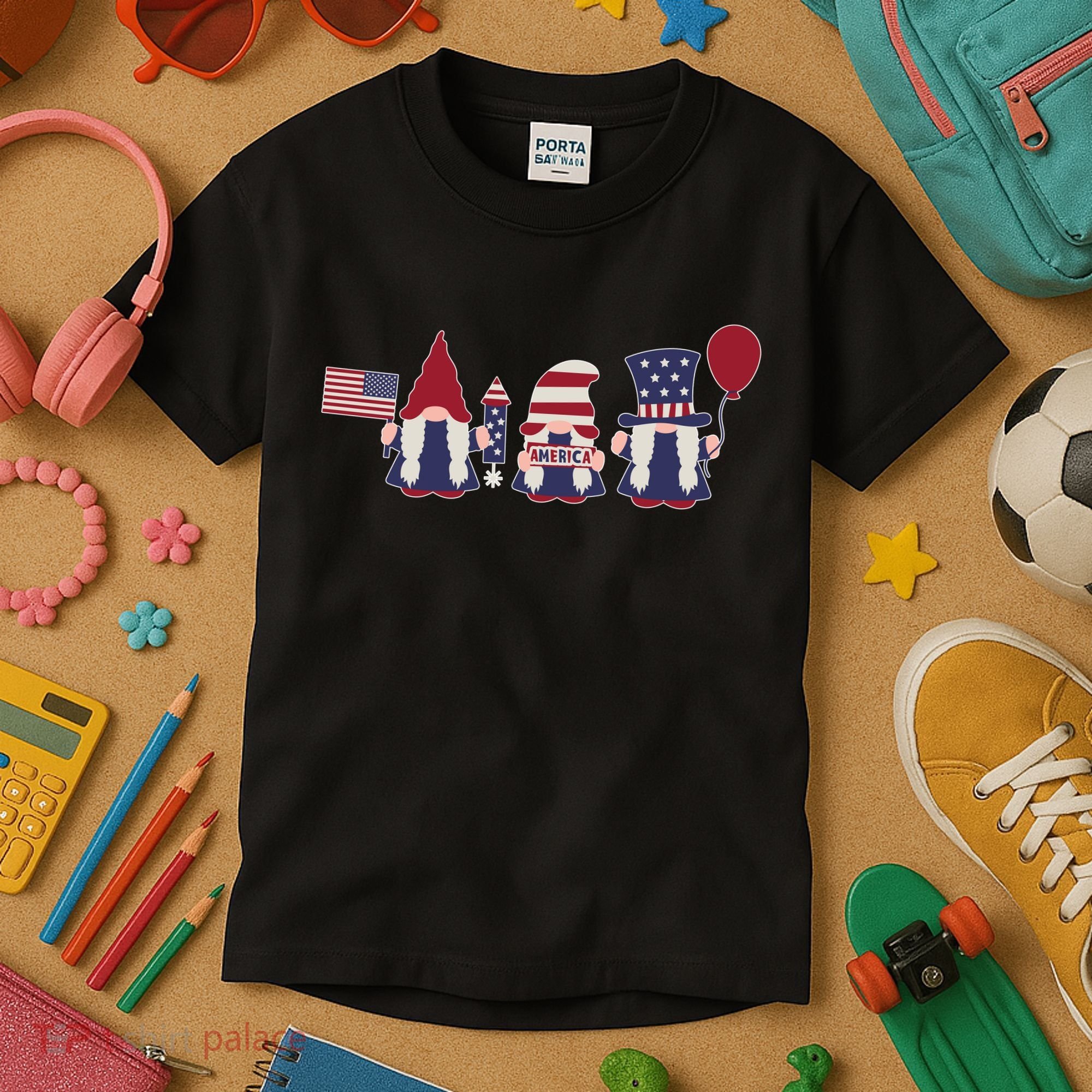 American Lawn Gnomes USA Go America Kids T-Shirt