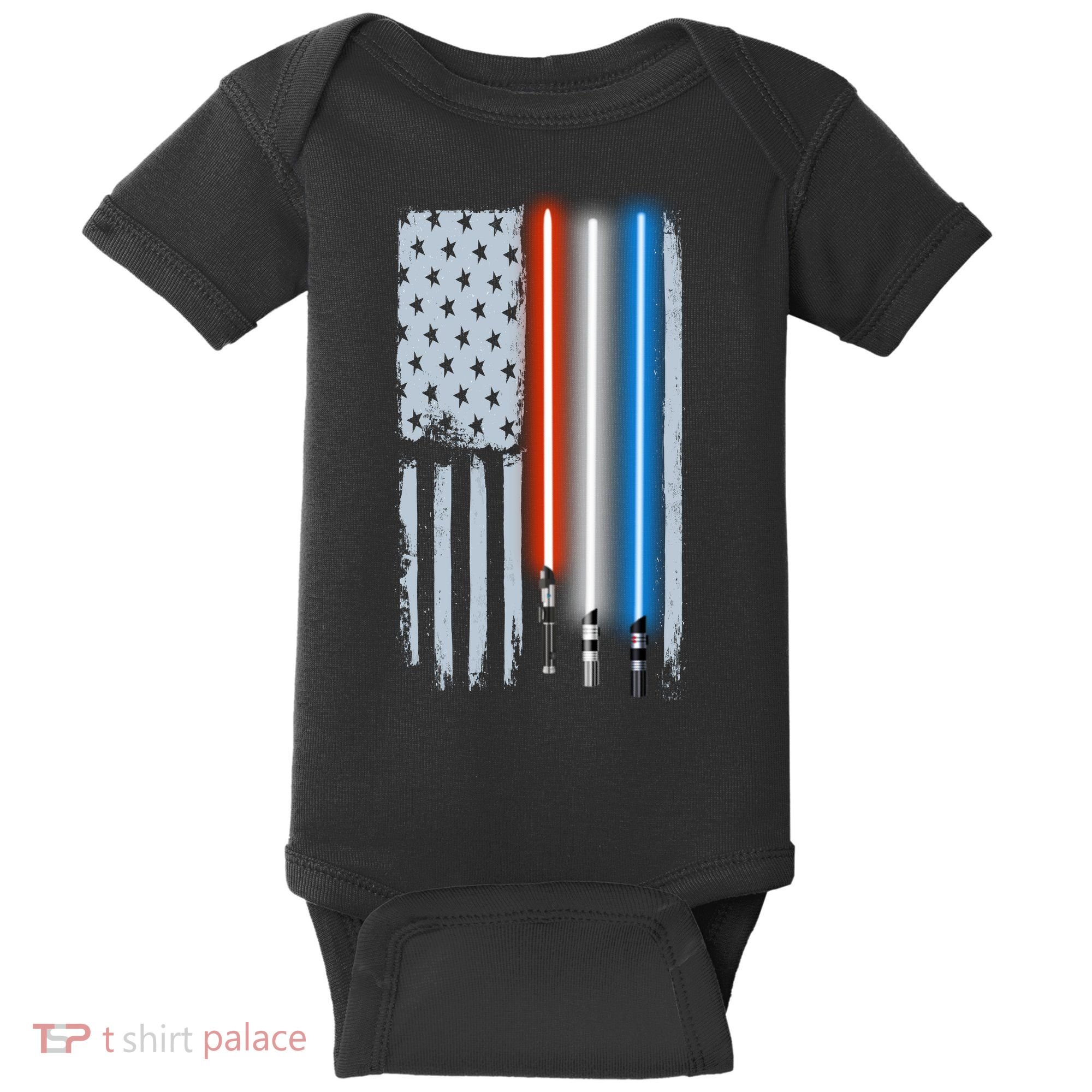 American Lightsaber Flag Baby Bodysuit