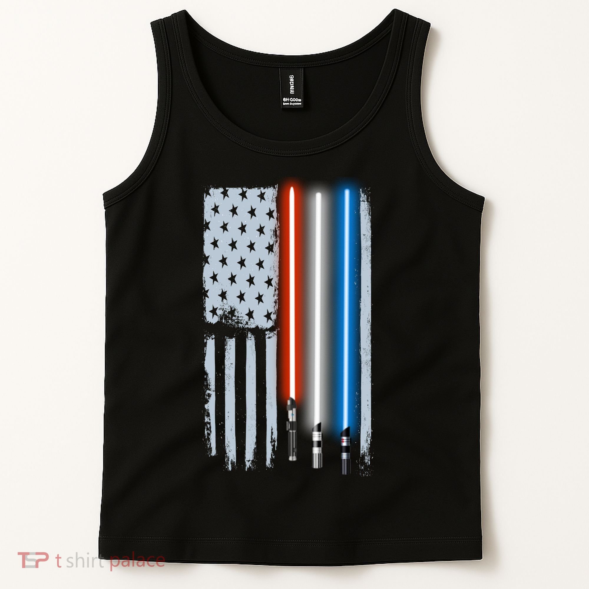 American Lightsaber Flag Tank Top