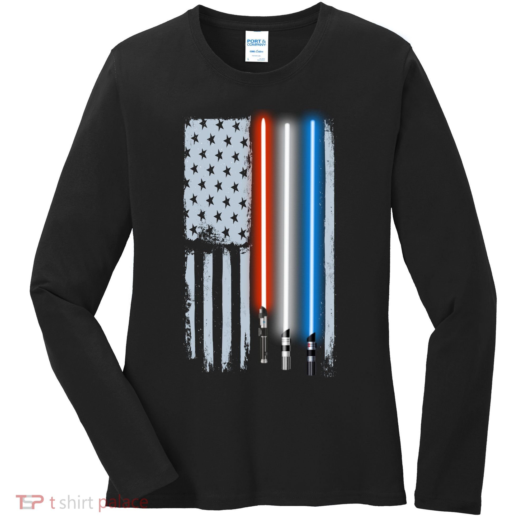 American Lightsaber Flag Women's Long Sleeve Shirt