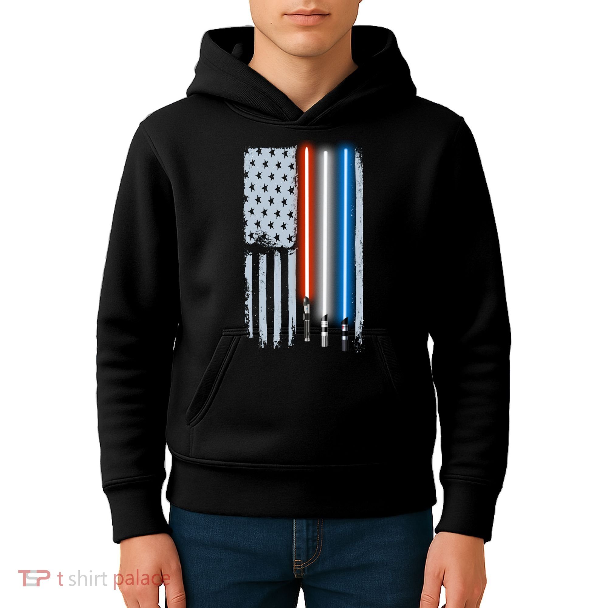American Lightsaber Flag Kids Hoodie