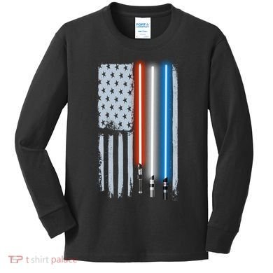 American Lightsaber Flag Kids Long Sleeve Shirt