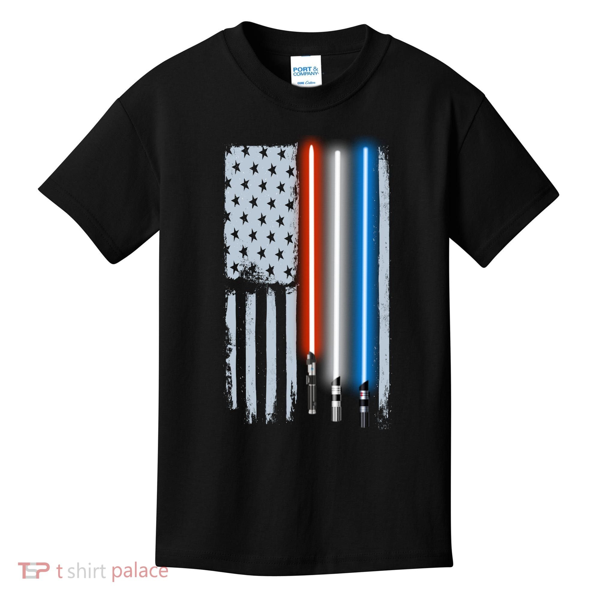 American Lightsaber Flag Kids T-Shirt