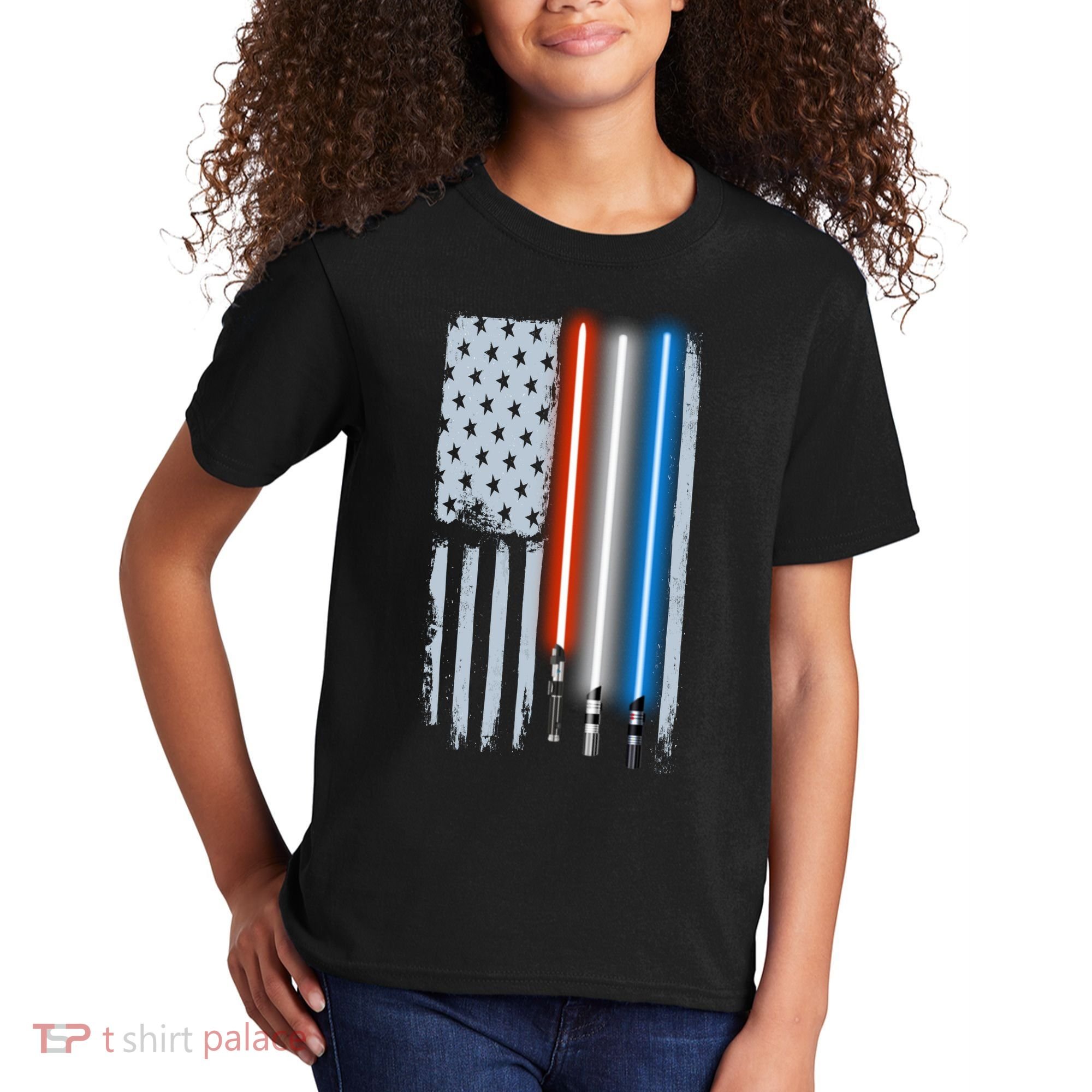 American Lightsaber Flag Kids T-Shirt