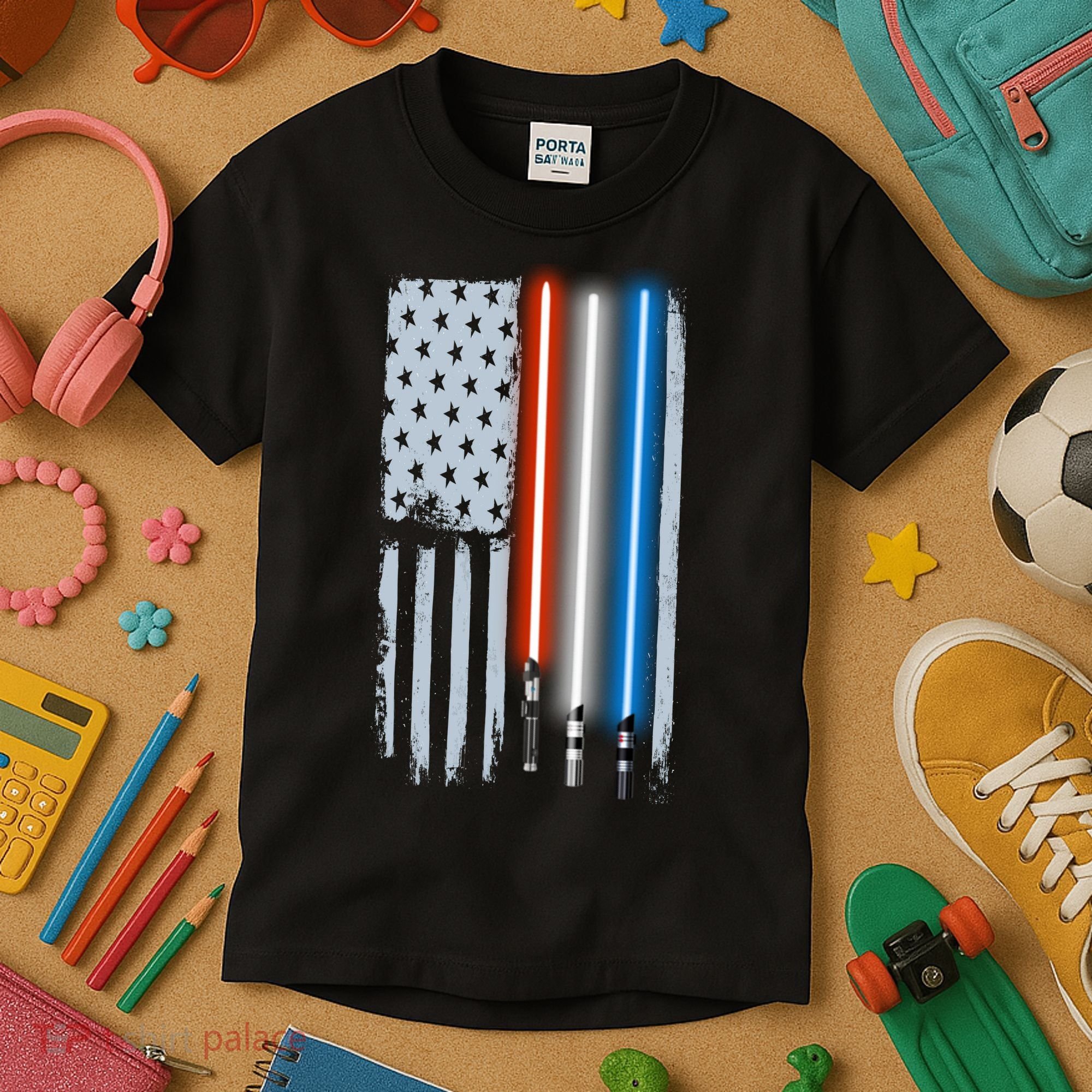 American Lightsaber Flag Kids T-Shirt