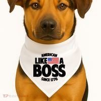 American Like A Boss Since 1776 USA-Made Doggie Bandana thumb 1