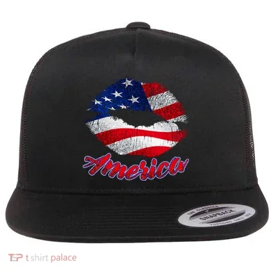 American Lips Flat Bill Trucker Hat