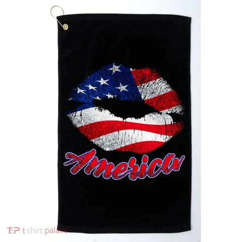 American Lips Golf Towel in the selected color