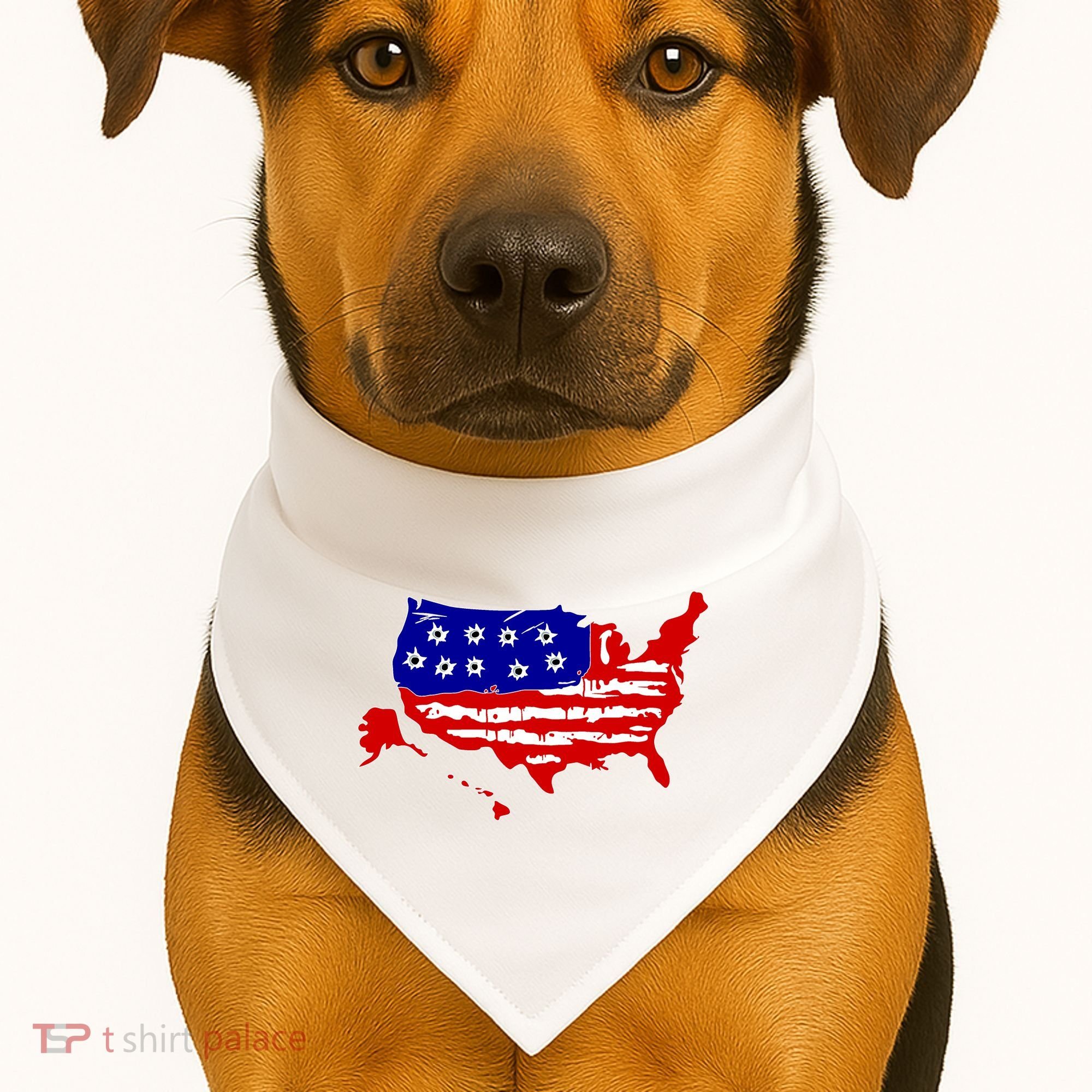 American Map With Bullet Holes 2nd Amendment USA-Made Doggie Bandana
