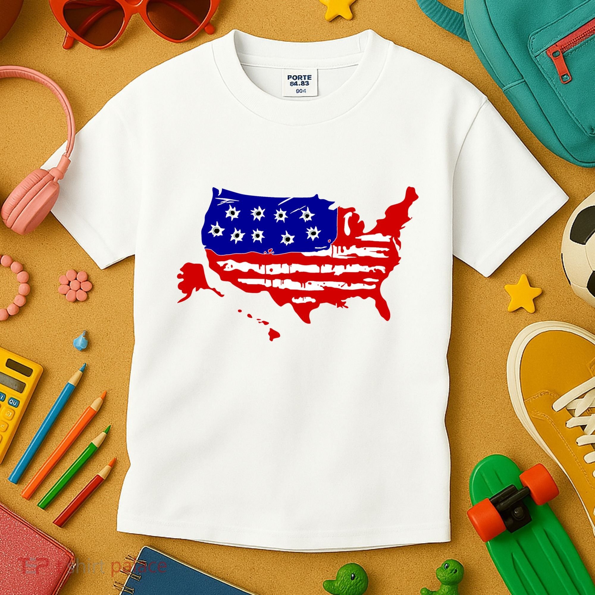 American Map With Bullet Holes 2nd Amendment Kids T-Shirt