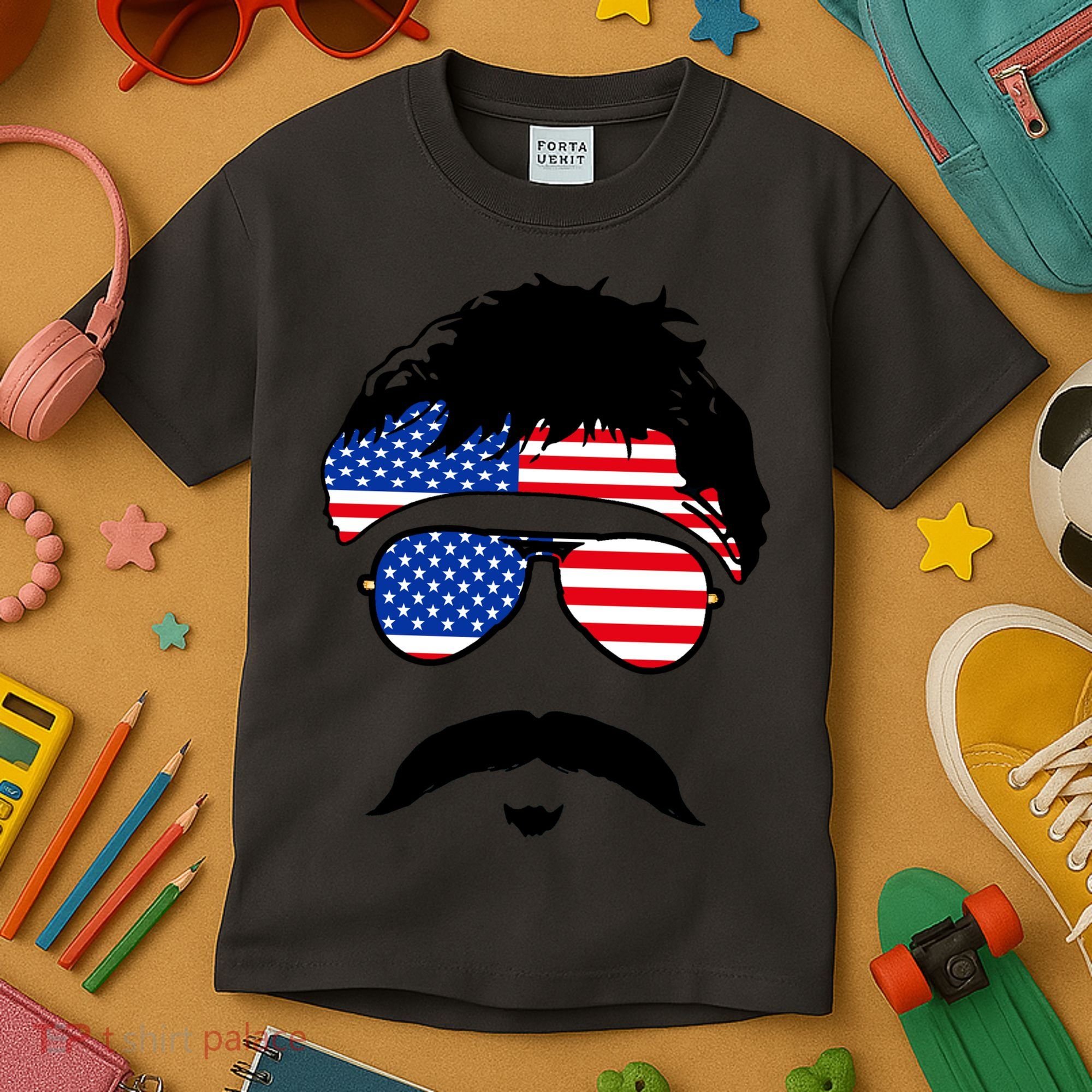 American Minshew Mustache Duval  Kids T-Shirt