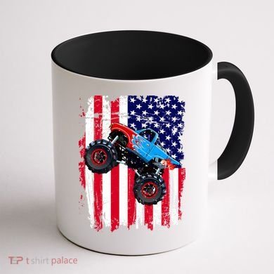 American Monster Truck Flag Coffee Mug back