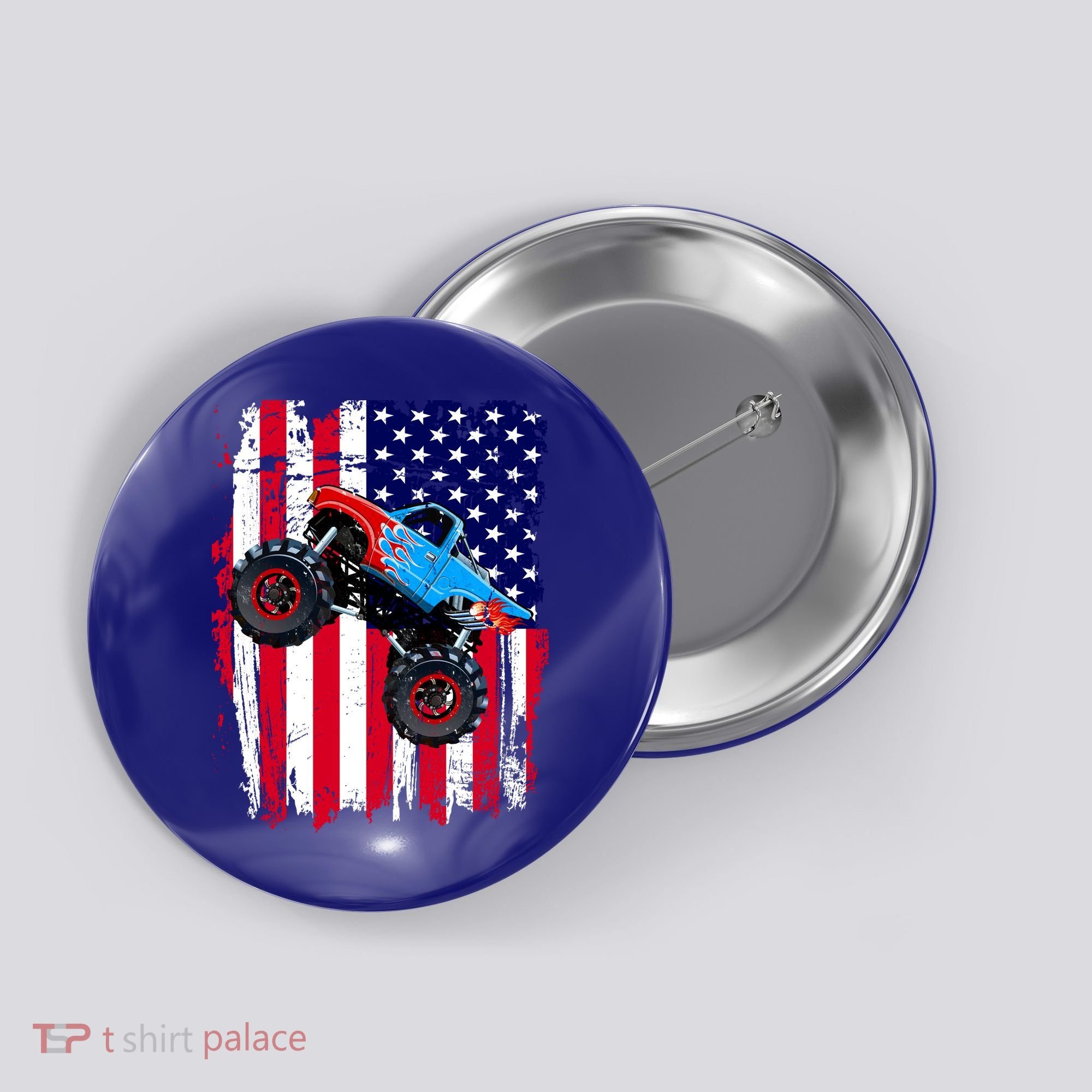 American Monster Truck Flag Button