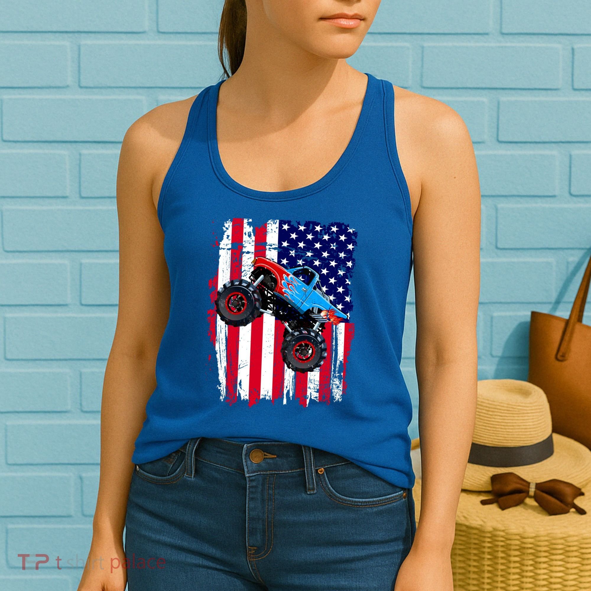 American Monster Truck Flag Women's Tank Top