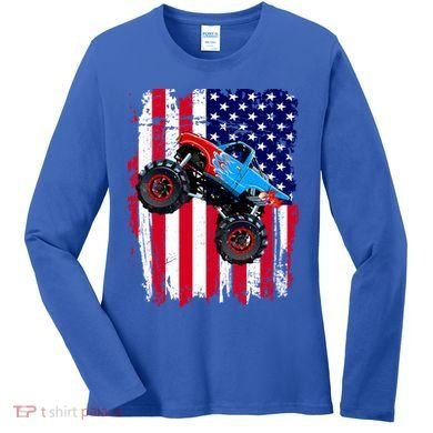 American Monster Truck Flag Women's Long Sleeve Shirt