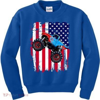 American Monster Truck Flag Kids Sweatshirt