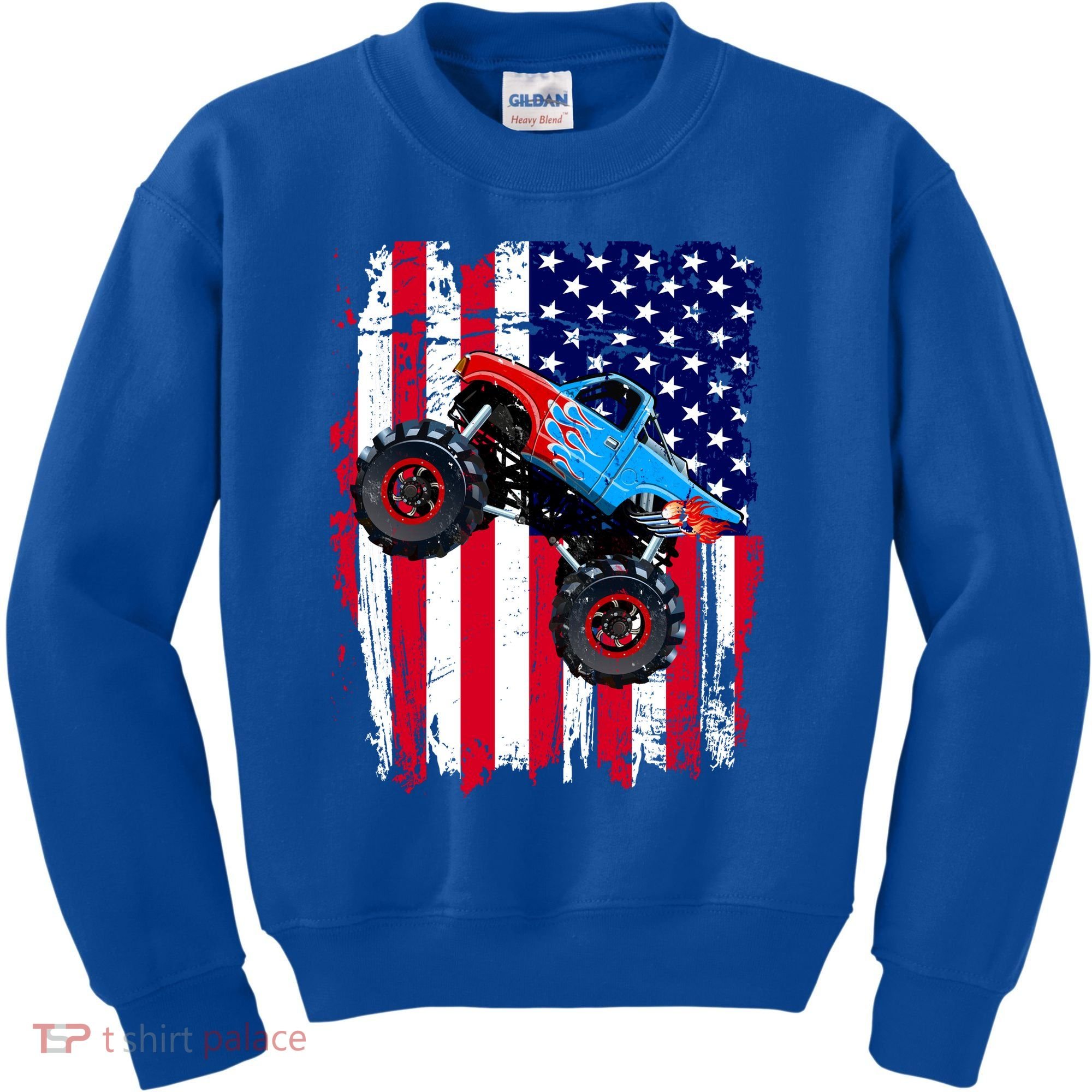 American Monster Truck Flag Kids Sweatshirt
