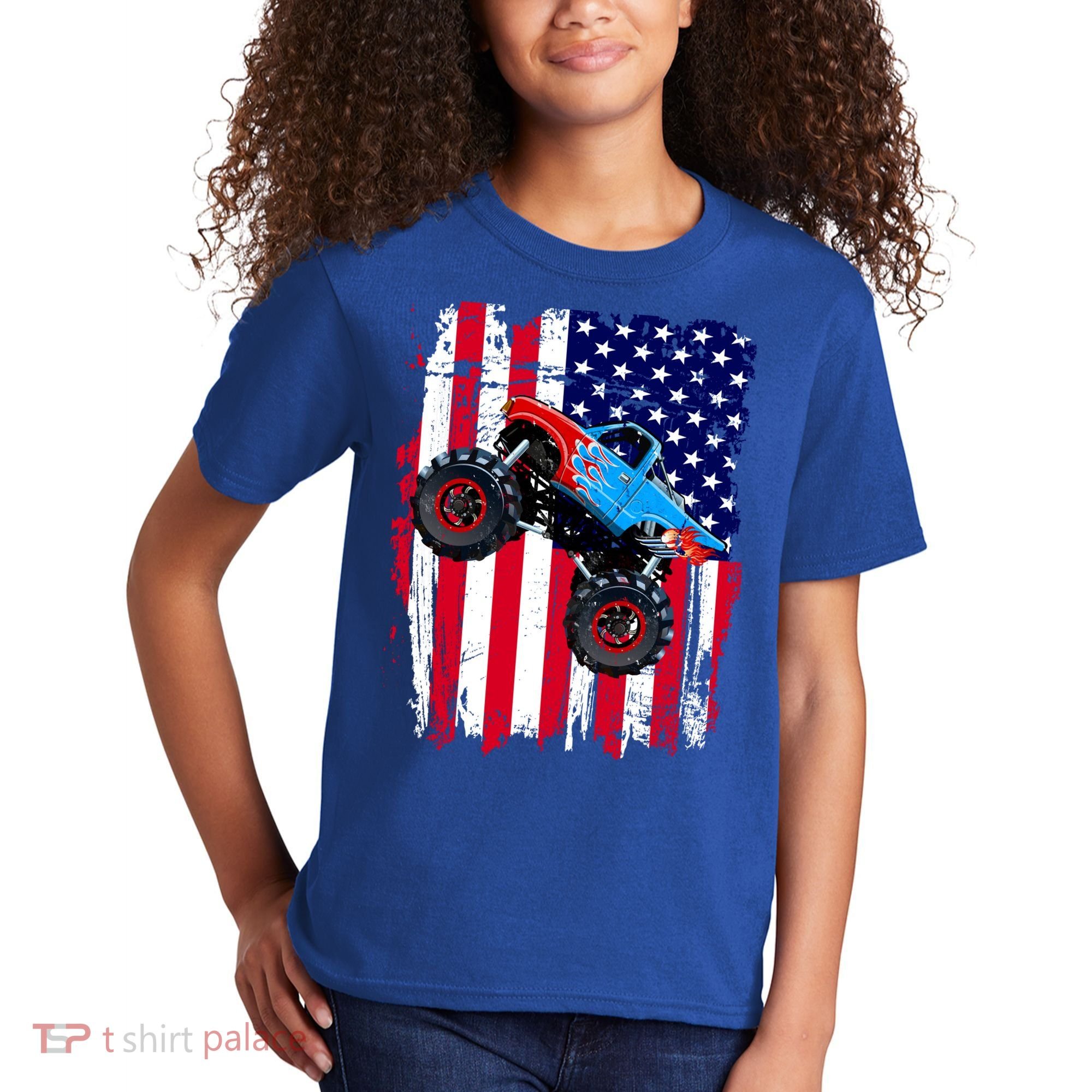 American Monster Truck Flag Kids T-Shirt