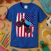 American Monster Truck Flag Kids T-Shirt thumb 3