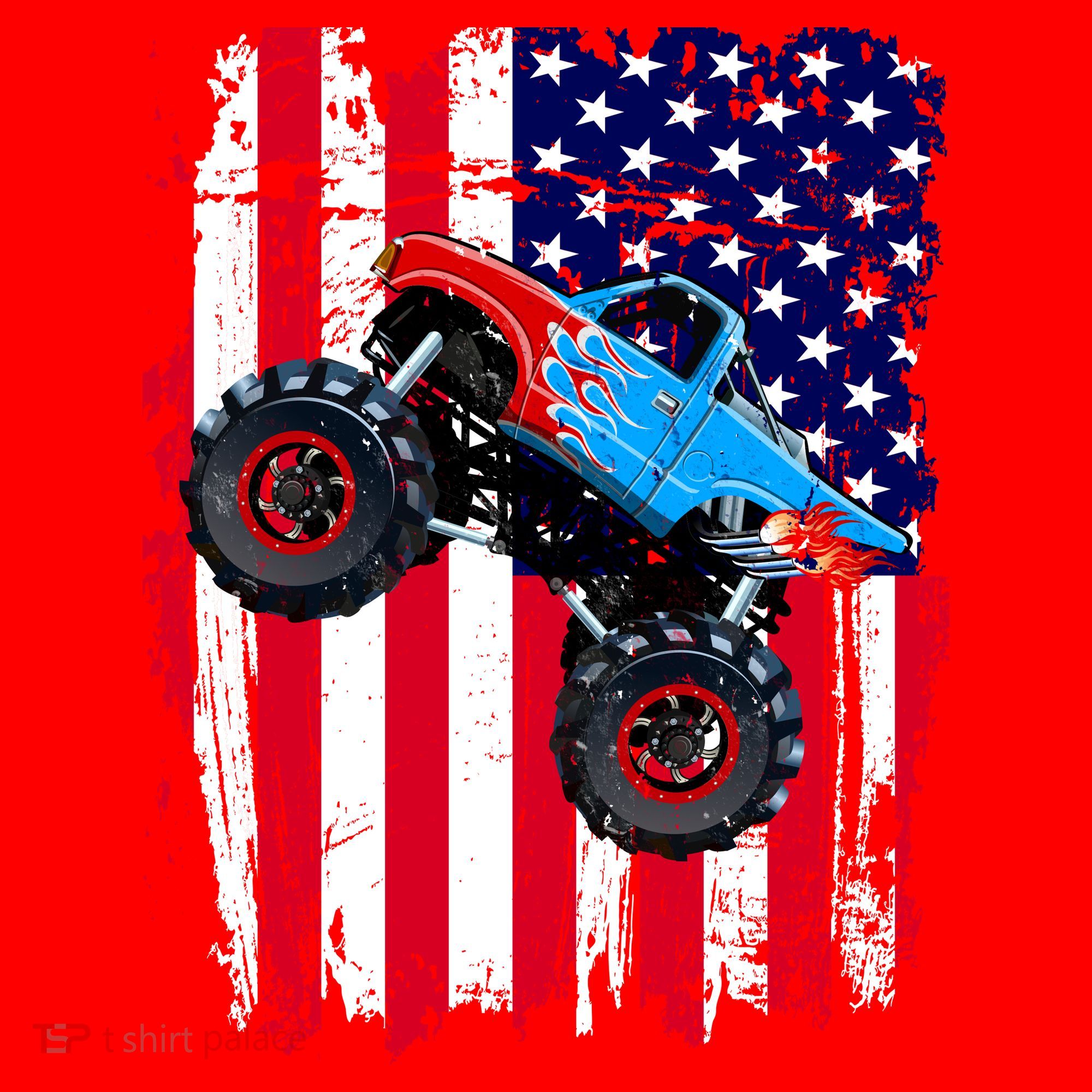 American Monster Truck Flag Santa Hat