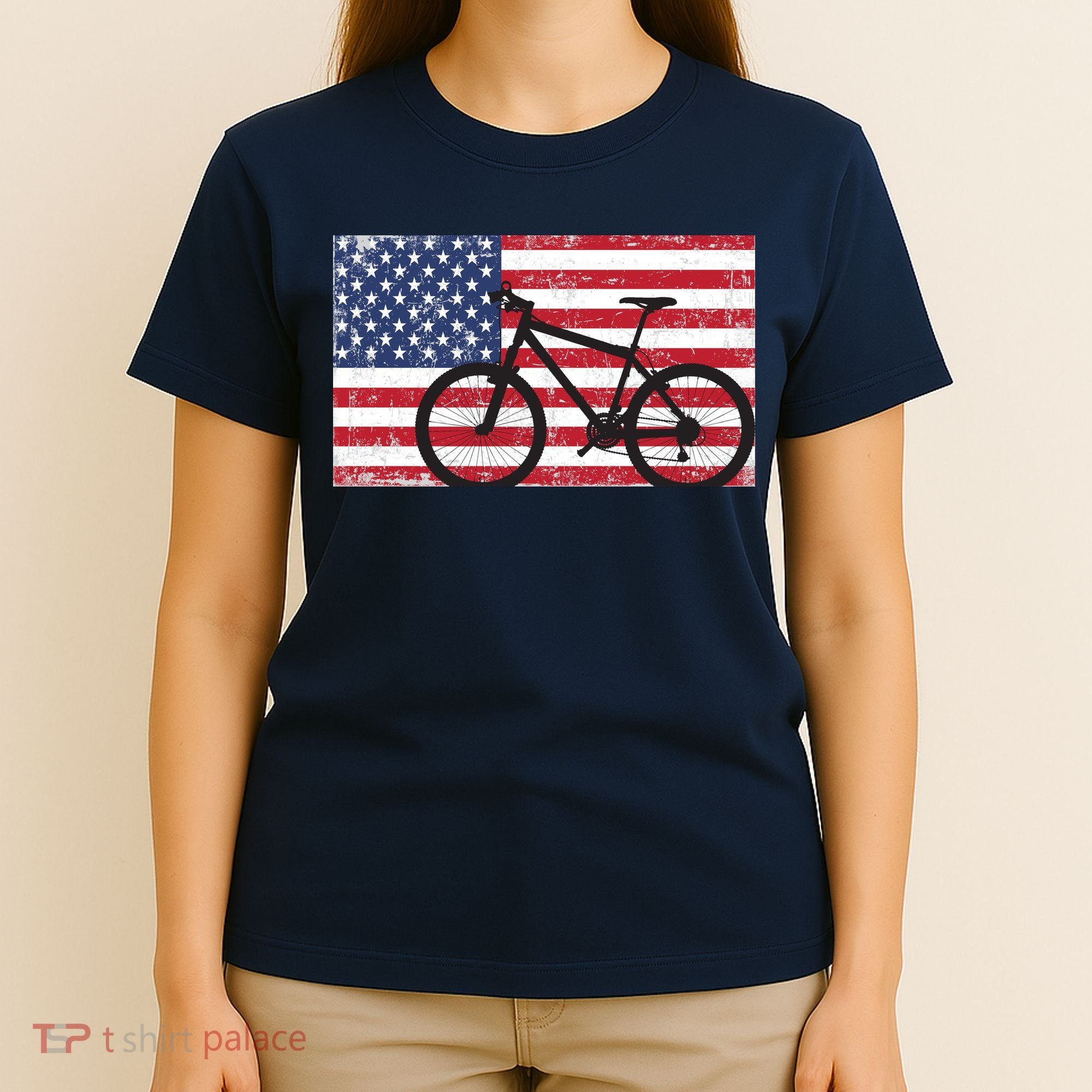American Mountain Bike USA Flag T-Shirt