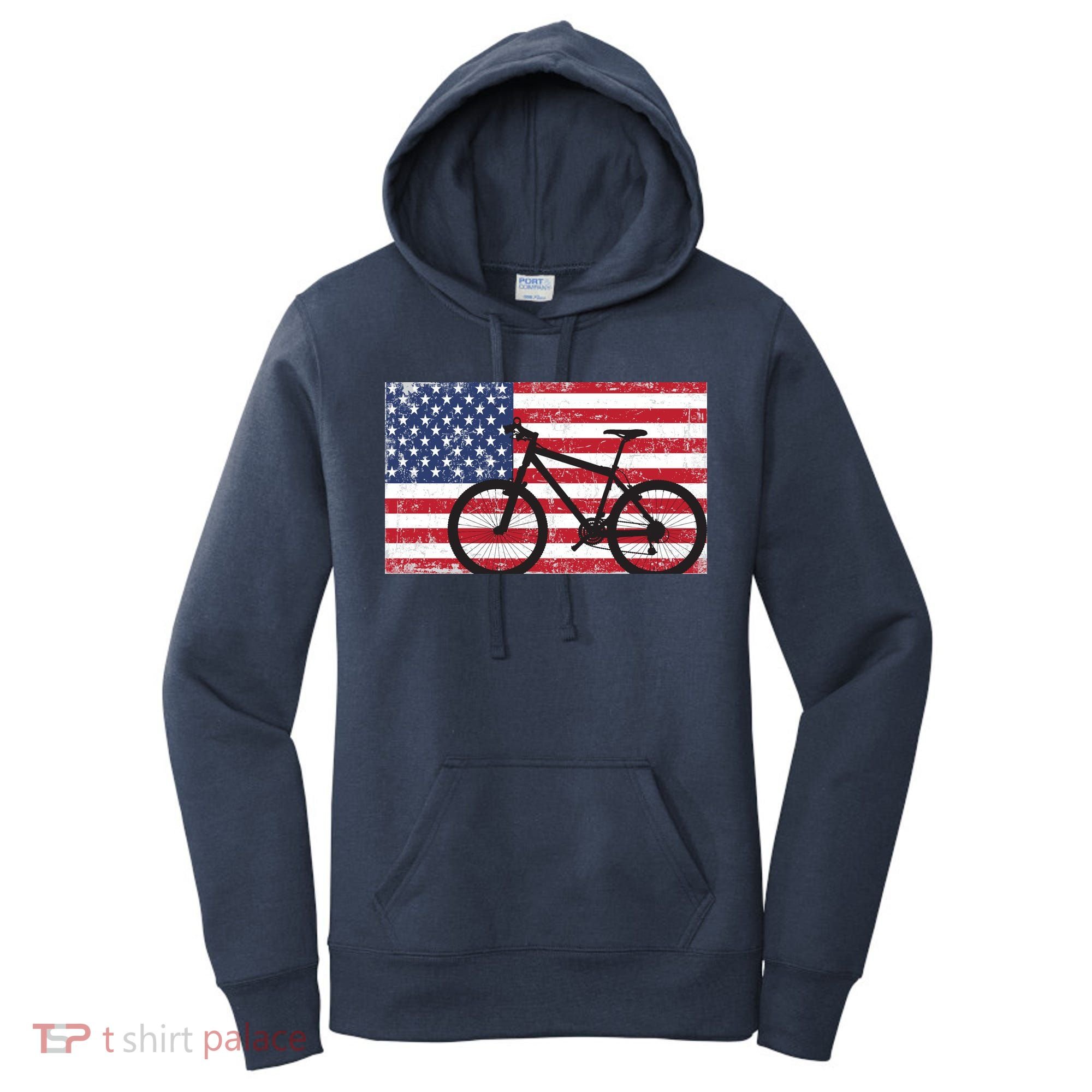 American Mountain Bike USA Flag Women's Hoodie