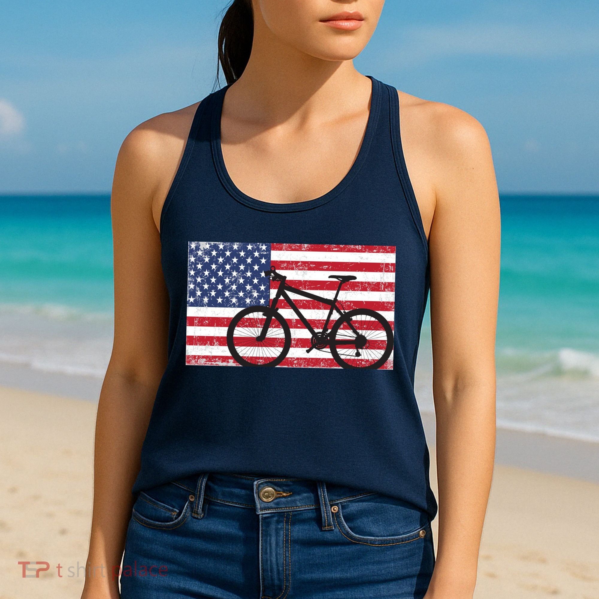American Mountain Bike USA Flag Women's Tank Top