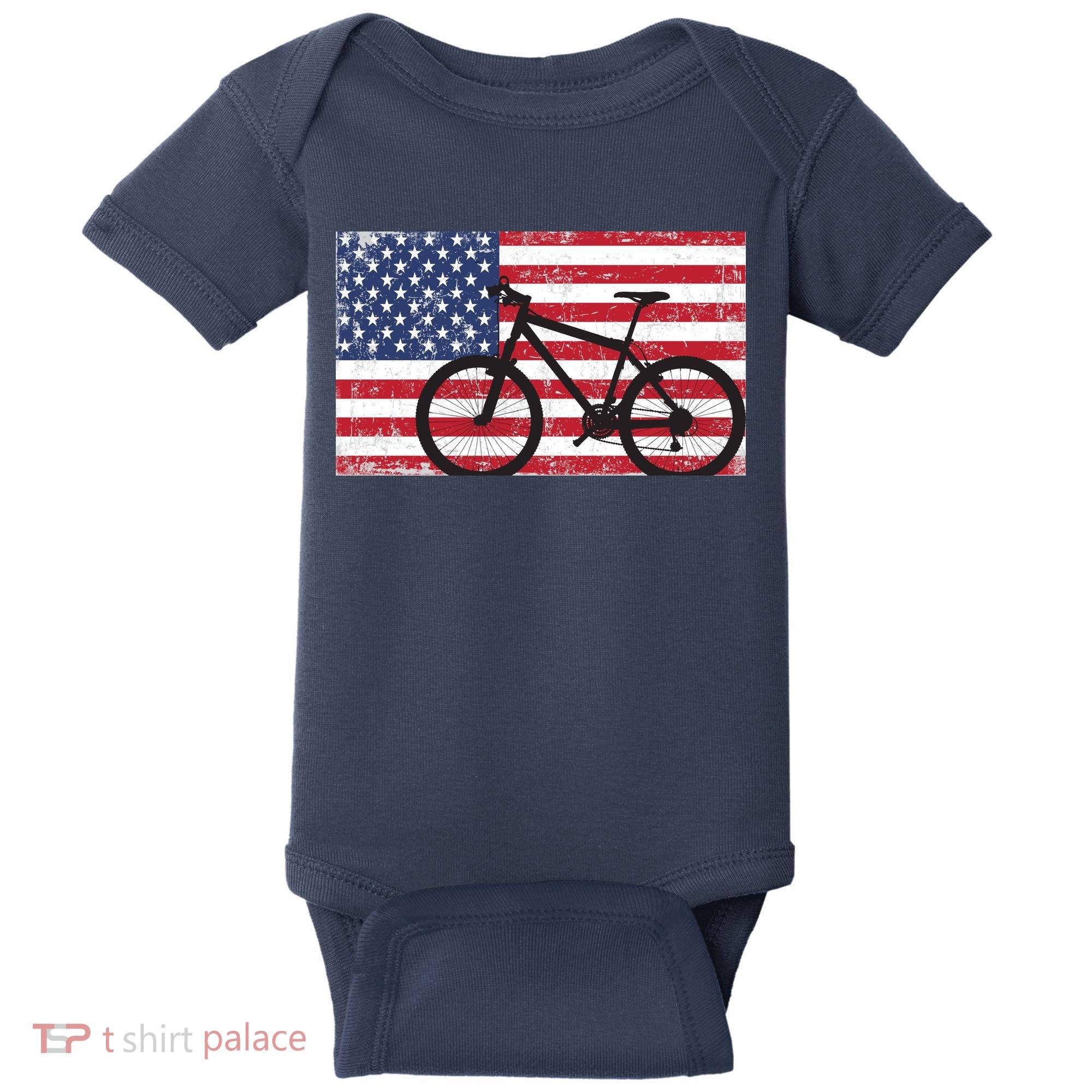 American Mountain Bike USA Flag Baby Bodysuit