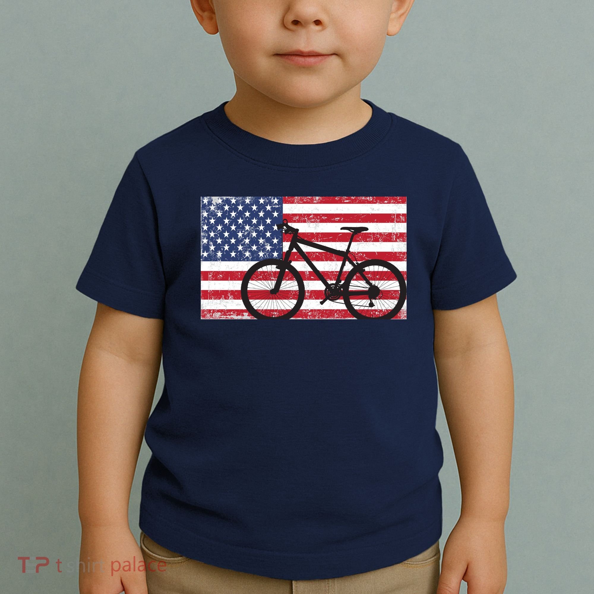 American Mountain Bike USA Flag Toddler T-Shirt