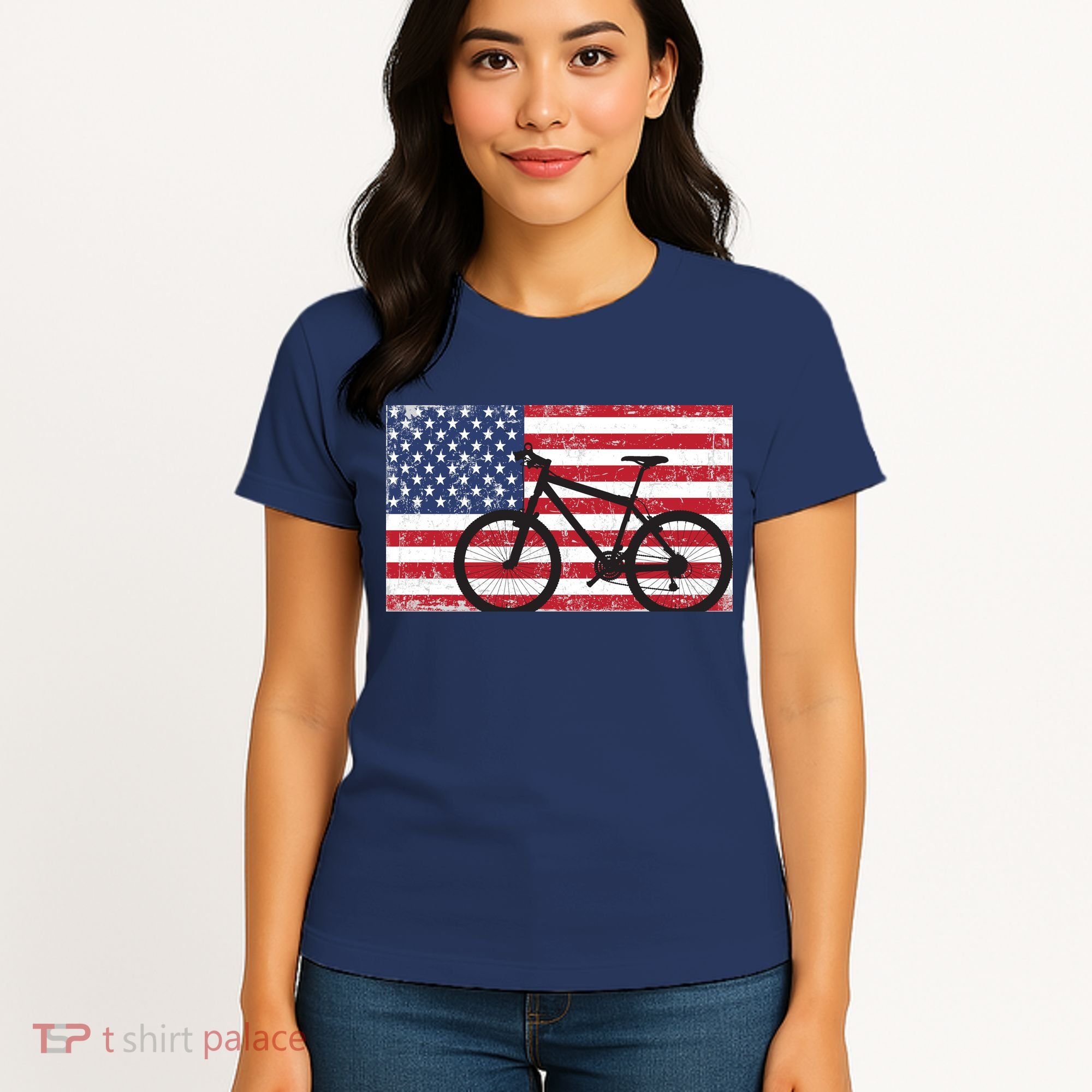 American Mountain Bike USA Flag Women's T-Shirt
