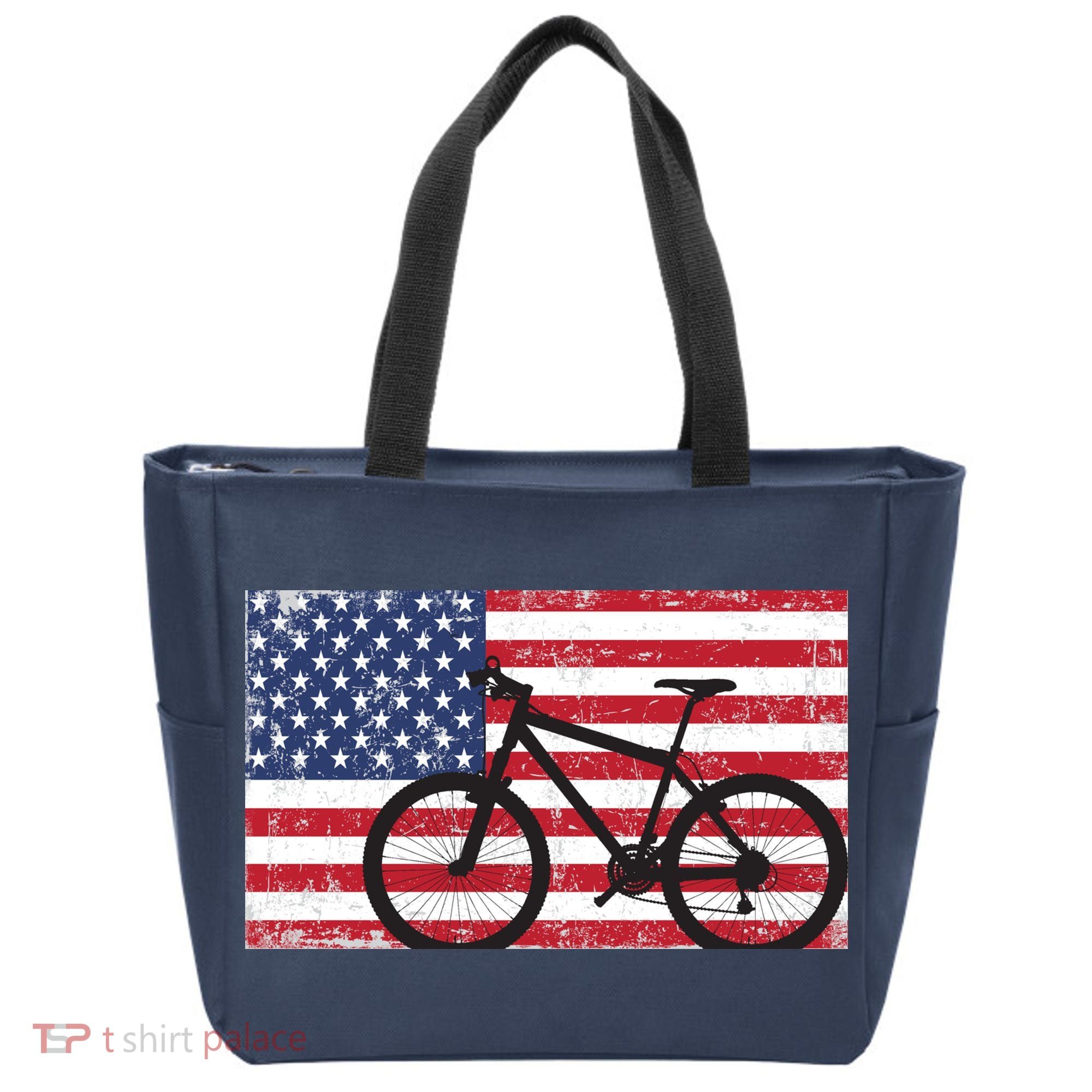 American Mountain Bike USA Flag Tote Bag