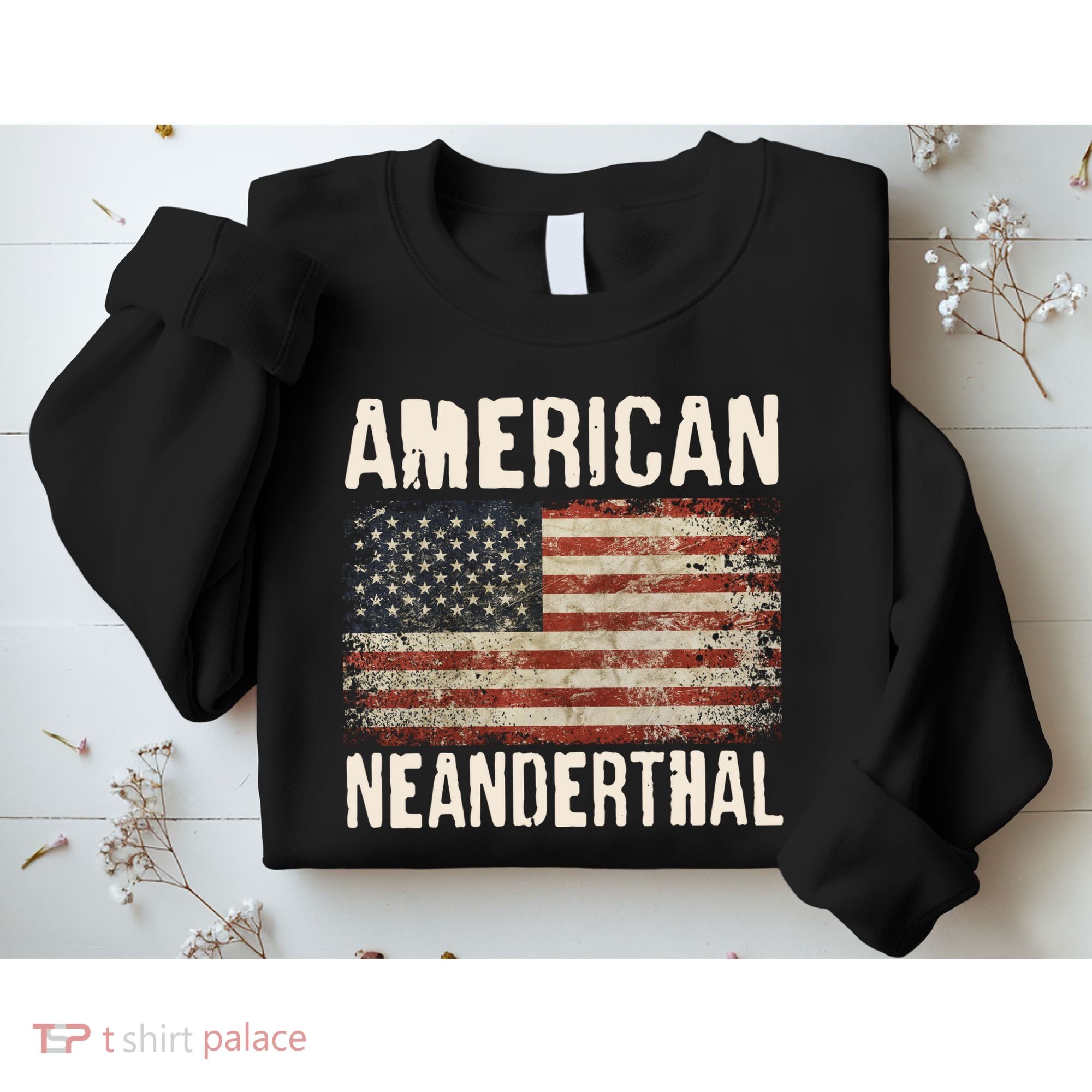 American Neanderthal Distressed US Flag Sweatshirt