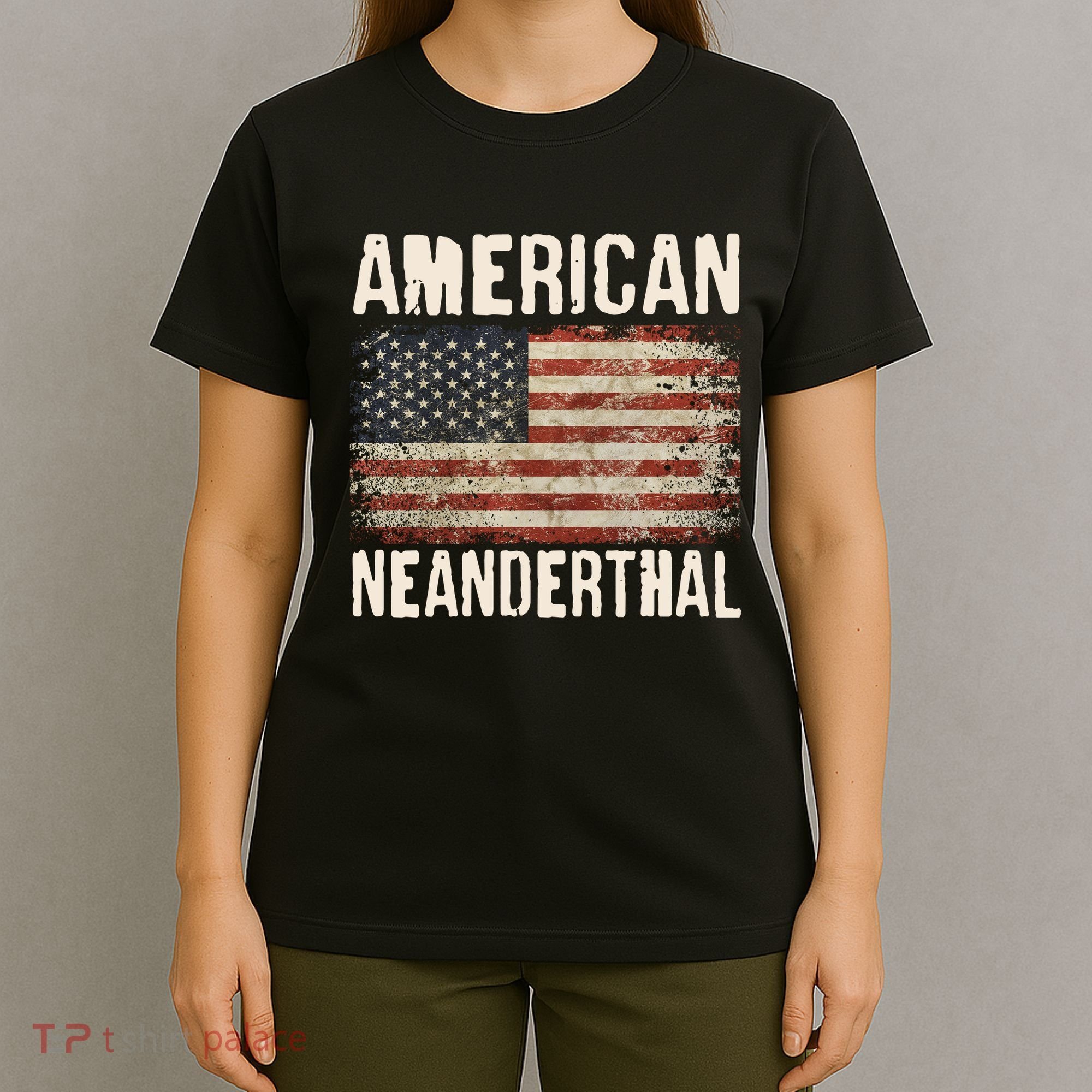American Neanderthal Distressed US Flag T-Shirt