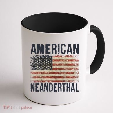 American Neanderthal Distressed US Flag Coffee Mug back
