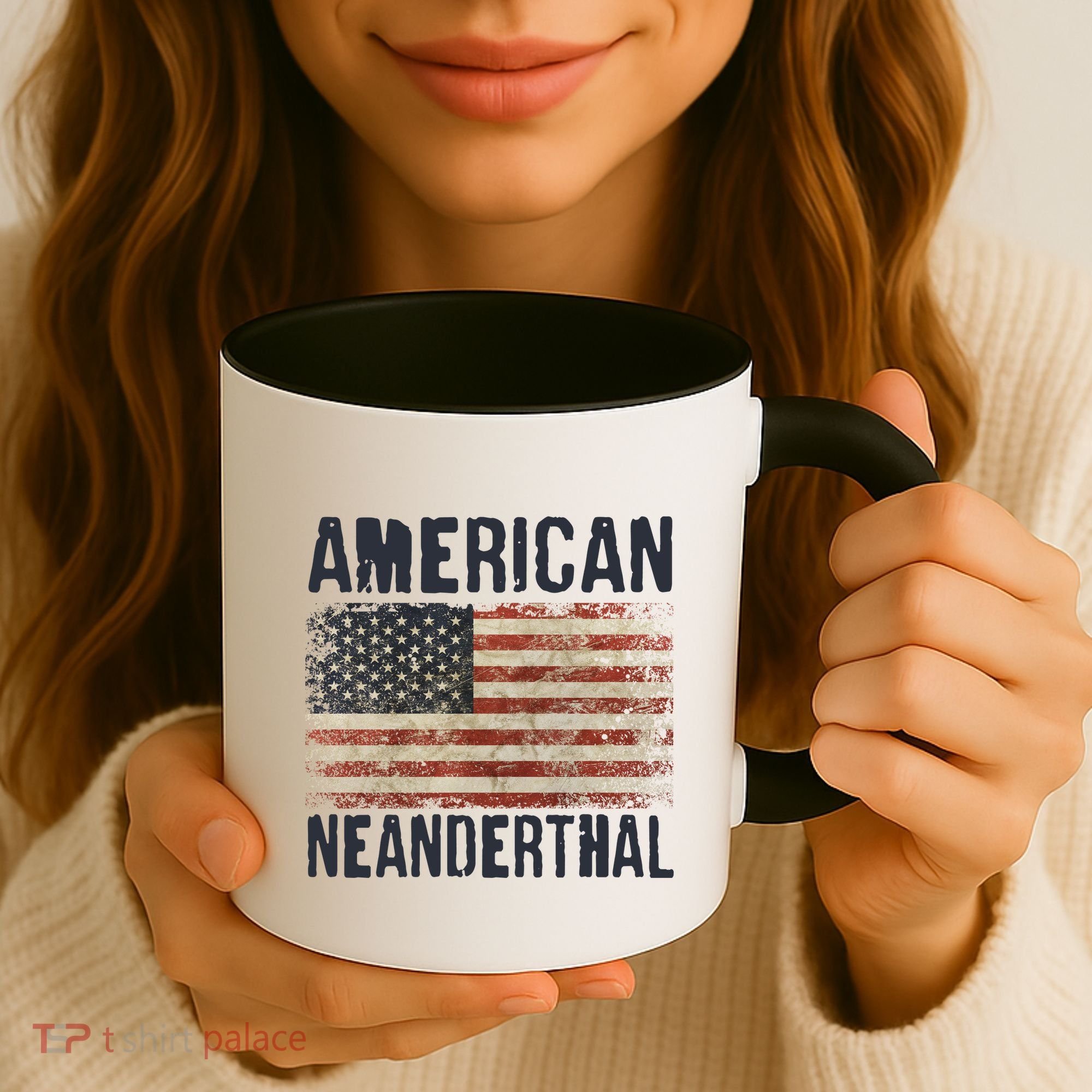 American Neanderthal Distressed US Flag Coffee Mug