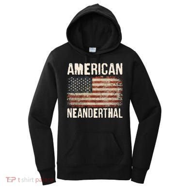 American Neanderthal Distressed US Flag Women's Hoodie