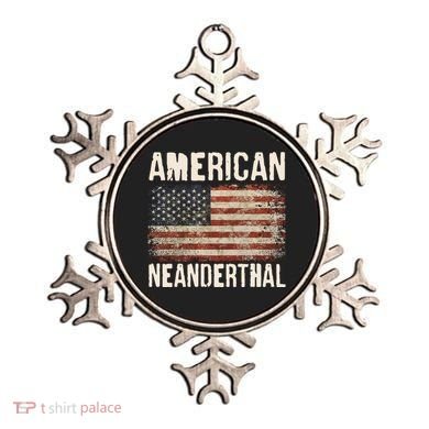 American Neanderthal Distressed US Flag Ornament
