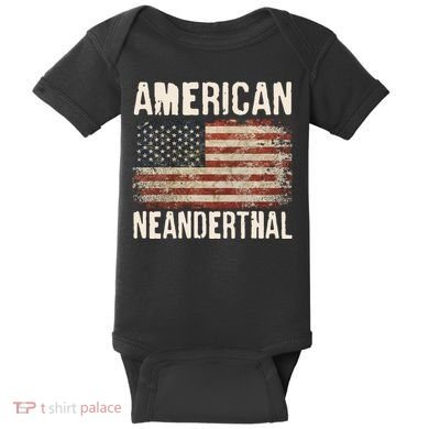 American Neanderthal Distressed US Flag Baby Bodysuit