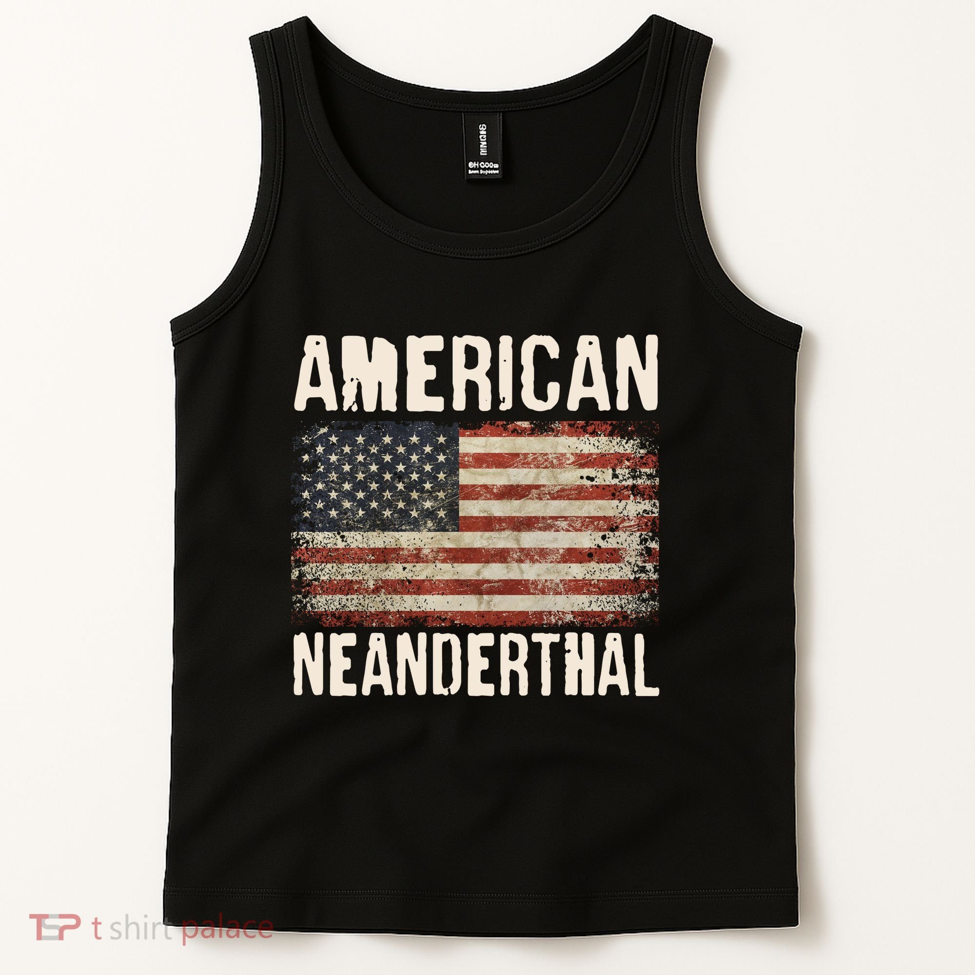 American Neanderthal Distressed US Flag Tank Top