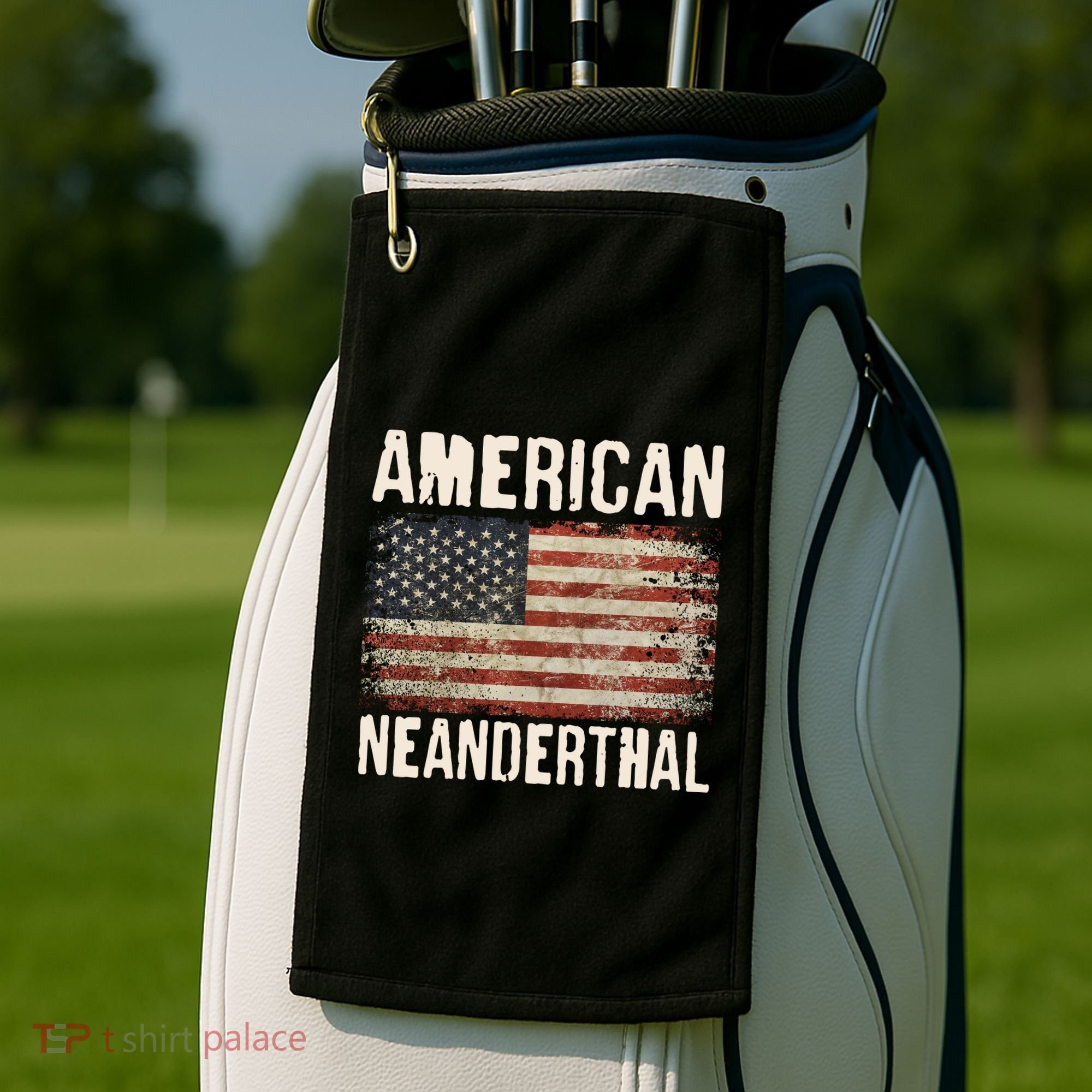 American Neanderthal Distressed US Flag Golf Towel