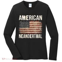 American Neanderthal Distressed US Flag Women's Long Sleeve Shirt thumb 0