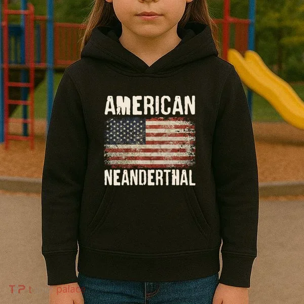 American Neanderthal Distressed US Flag Kids Hoodie