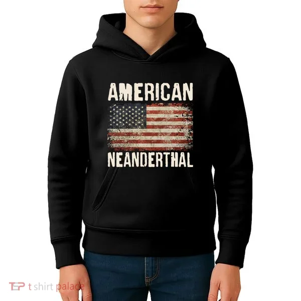 American Neanderthal Distressed US Flag Kids Hoodie