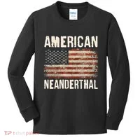 American Neanderthal Distressed US Flag Kids Long Sleeve Shirt thumb 0